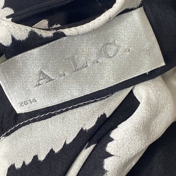 A.L.C. Size S Bexley Streaky Stripe Button Down Dress Silk Mini White Black $498 - Picture 7 of 10